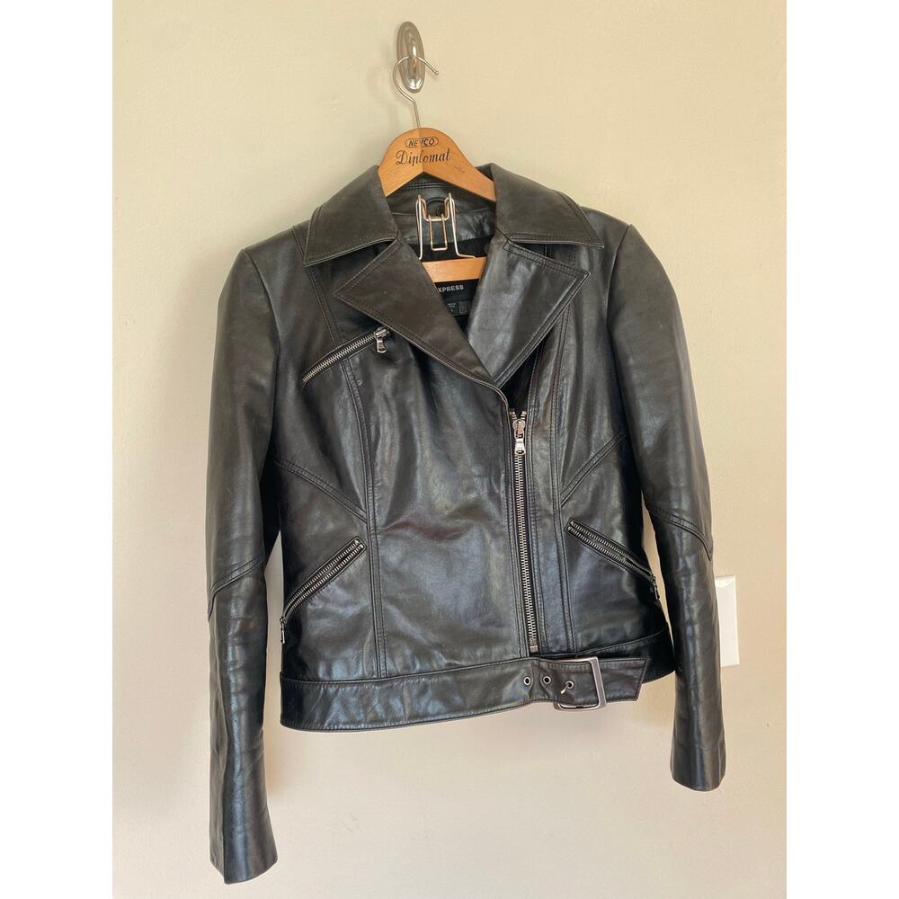 Vtg Y2K motorcycle biker moto black genuine leather jacket thick insulated L